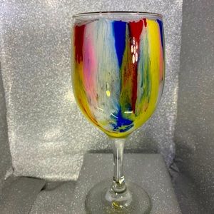 Tye dyed wine glass